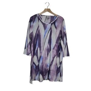 Chico's Women's L, Chico's size 2 Geometric Watercolor 3/4 Sleeve Tunic Top